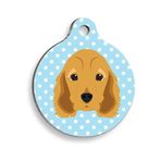 Pet Tag Art Mavi Puantiyeli Cocker Spaniel Yuvarlak Köpek Künyesi