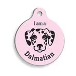 Pet Tag Art Pembe Dalmaçyalı Yuvarlak Köpek Künyesi