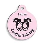 Pet Tag Art Pembe Puantiyeli Pug Yuvarlak Köpek Künyesi