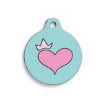 Pet Tag Art Prenses Kalp Yuvarlak Köpek Künyesi