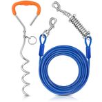 Petbobi 30 Feet Bağlama Kablosu Çiğneme - Köpek Kazığı için Dayanıklı Yaylı Paslanmaya Dayanıklı Eğitim İpi Yansıtıcı Eğitim Yolluğu Evcil Hayvan Oyun, Kamp ve Arka Bahçe için Harika (Mavi)