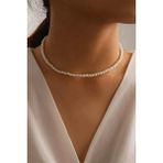 Petek Aksesuar Ince Inci Choker Kolye - Beyaz