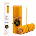 Petekoğlu 15 Adet Sarı Balmumu Mum (Beeswax Candle) İnce Uzun Dilek Pasta Nişan Düğün Ritüel Mumu