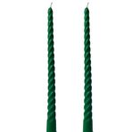 Petekoğlu (2 Adet 27.5Cm) Balmumu Mum Konik Burgulu Şamdan Mumu Doğal Dekoratif Beeswax Candle (Yeşil) Akmaz Kırılmaz Mum Bal Mumu