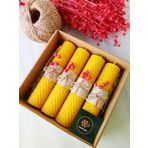 Petekoğlu (4 Adet) 14Cm X 3Cm Doğal Petek Balmumu mum Hediyelik Bal Mumu Mum Besswax Arı Mumu