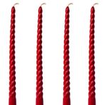 Petekoğlu (4 Adet 27.5Cm) Balmumu Mum Konik Burgulu Balmumu Şamdan Mumu Doğal Petek Balmumu Mum Dekoratif Kırılmaz Akmaz Mum Bal Mumu Beeswax Candle (Kırmızı)