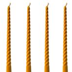 Petekoğlu (4 Adet 27.5Cm) Balmumu Mum Konik Burgulu Balmumu Şamdan Mumu Doğal Petek Balmumu Mum Dekoratif Kırılmaz Akmaz Mum Bal Mumu Beeswax Candle (Sarı)
