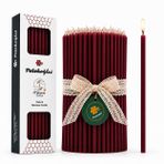 Petekoğlu (40 Adet Bordo) Balmumu Mum Dilek Mumu Doğal Petek Ince Uzun Parti Rituel Doğum Günü Mumu Beeswax Candle