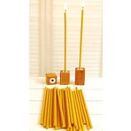 Petekoğlu (50 Adet) Balmumu Mum Ve (3 Adet) Özel Dizayn Ahşap Mumluk Dilek Mumu Doğal Petek Mum Tören Parti Doğum Günü Beeswax Candle