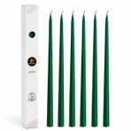 Petekoğlu (6 Adet X 34Cm) Konik Balmumu Mum Şamdan Mumu Doğal Petek Bal Mumu Dekoratif Beeswax Candle Yeşil Şamdan Mumu
