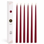 Petekoğlu Balmumu Mum (Beeswax Candle) 6'lı Bordo Konik Şamdan Mum Seti 34 Cm Dekoratif Doğal Arı Balmumu Mum