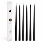 Petekoğlu Balmumu Mum (Beeswax Candle) 6’lı Siyah Şamdan Mum 34 cm – Doğal Arı Balmumu Taper Candle, El Yapımı Dinner Candle, Düşük Damlamalı Dekoratif Mum Seti