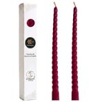 Petekoğlu Bordo 2 Adet Konik Burgulu Balmumu Mum Şamdan Mumu Doğal Petek Balmumu Mum (Beeswax Candle) 27.5 cm
