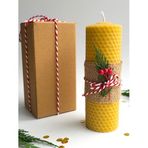 Petekoğlu Dekoratif Doğal Petek Balmumu Mum 14Cm x 4.5Cm Sarma Tek Blok Mum Kutulu Süslü Yeni Yıl Hediyesi