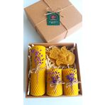Petekoğlu Doğal Petek Balmumu Mum Hediyelik Dekoratif Set Hamse Bereket Eli Beeswax Canle Gift Set