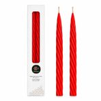 Petekoğlu Kırmızı Balmumu Mum (Beeswax Candle) 2 Adet 27.5 cm Kalın Burgulu Şamdan Mumu Dekoratif Mum Noel Yılbaşı Düğün Nişan Masa Dekoru