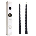 Petekoğlu Siyah 2 Adet Konik Burgulu Balmumu Mum Şamdan Mumu Doğal Petek (Beeswax Candle) 27.5 cm