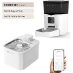 Petfit Aqua Flow Wifi Akıllı Bataryalı Otomatik Kedi Köpek Su Pınarı Çeşmesi Şelalesi+Petfit Feline Prime 3l Wi-Fi Kameralı Akıllı Otomatik Mama Kabı Besleme Ünitesi Bundle - Beyaz