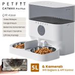 Petfit Catmax Pro Plus 5l Wi-Fi Kameralı Çift Kase Akıllı Otomatik Kedi Köpek Mama Kabı Besleme Ünitesi (Sesli Komut+Çelik Kase+App Kontrol) - Beyaz