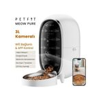 Petfit Meow Pure 3l Wi-fi Kameralı Akıllı Otomatik Kedi Köpek Mama Kabı Besleme Ünitesi Sesli Komut+çelik Kase+app Kontrol beyaz-siyah