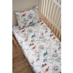 Petille Organik Bebek Lastikli Çarşaf (90x190+20) Dinazor