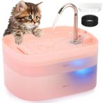 Petilog Cat Su Çeşmesi, 80 oz/2,5 L Kedi Çeşmesi, Süper Sessiz Evcil Hayvan Su Çeşmesi, Aktif Karbon Filtre, Saydam Evcil Hayvan Su Sebili, Birden Fazla Evcil Hayvan Ailesi için Uygun (Pembe)