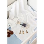 Petite Miracles Mavi Tavşan Nakışlı Müslin Bebek Battaniyesi - 90x90 CM