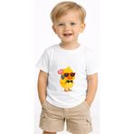 petite pati Beyaz Helloduck bebek Tişört 0-4 yaş %100 Pamuk Penye (polyester icermez) Tshirt Baskılı