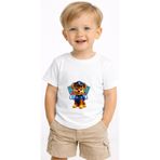 petite pati Beyaz Pawpatrolchase bebek Tişört 0-4 yaş %100 Pamuk Penye (polyester icermez) Tshirt Baskılı