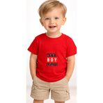 petite pati Kirmizi Coolboypower bebek Tişört 0-4 yaş %100 Pamuk Penye (polyester icermez) Tshirt Baskılı
