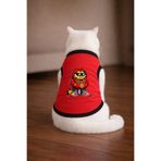 petite pati Kırmızı Garf Baskili Kedi Tshirt Beden L kedi kiyafeti (%100 pamuk penye)