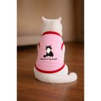petite pati Pembe Food Cat Baskili Kedi Tshirt Beden XS kedi kiyafeti (%100 pamuk penye)