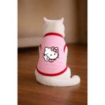 petite pati Pembe Hello K3 Baskili Kedi Tshirt Beden L kedi kiyafeti (%100 pamuk penye)