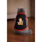 petite pati Siyah king Cat Baskili Kedi Tshirt Beden XL kedi kiyafeti (%100 pamuk penye)