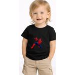 petite pati Siyah Spiderman2 bebek Tişört 0-4 yaş %100 Pamuk Penye (polyester icermez) Tshirt Baskılı