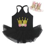 Petitebelle 1. Çiçekli Taç Siyah Halter Yaka Bebek Elbisesi Şifon Tutu Nb-24m (6-12 Ay)