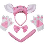Petitebelle 3D pembe Pig alın bandı Kurdele kuyruk eldiven 4 çocuk parti kostümü One Size Pembe CD209