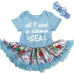 Petitebelle All I Need is Vitamin Deniz Mavisi Bodysuit Mavi Kırtasiye Elbise Nb-18m (12-18 Ay)