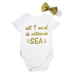 Petitebelle All I Need is Vitamin Sea Beyaz Bodysuit Romper Seti NB-18m (3-6 Ay)