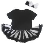 Petitebelle Bebek Elbisesi Düz Bodysuit Siyah Beyaz Tutu Tulum Seti NB-18m (3-6 Ay)”