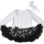 Petitebelle Düz Beyaz L/s Bodysuit Gümüş Kabak Elbise Nb-18m (0-3 Ay)
