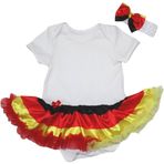Petitebelle Düz Beyaz Pamuklu Bodysuit Kırmızı Sarı Bebek Elbisesi Nb-18m (Beyaz, 0-3 Ay)