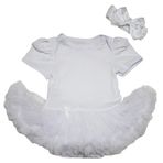 Petitebelle Elbise Düz Beyaz Bodysuit Şifon Tutu Tulum Seti Nb-18m (0-3 Ay)