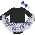 Petitebelle Elbise Düz Siyah L/S Bodysuit Heksagram Beyaz Tutu Seti NB-18m (0-3 Ay)”