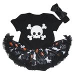 Petitebelle Halloween Çapraz İskelet Siyah Bodysuit Kabak Hayalet Tutu Nb-18m (0-3 Ay)