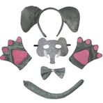 Petitebelle Hayvan Saç Bandı Papyon Kuyruk Eldiven 5pc çocuk Kostüm 1-5y Maske (Fil)
