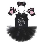 Petitebelle I'm Little Cat Gömlek Saç Bandı Eldivenleri Tutu 6 Parça Kız Kostümü 1-8y (Tatlı Kedi, 3-4 Yaş)