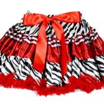 Petitebelle-Kırmızı Beyaz Zebra Ve Ekose Elbise Yenilik Pettiskirt Etek Kız Giyim 1-8y (3-4year)