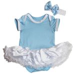 Petitebelle-Petitebelle Düz Arjantin Bebek Elbisesi NB-18m (Mavi/Beyaz, 3-6 Ay)