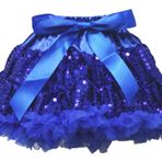 Petitebelle-Petitebelle Düz Renk Petti Etek Kız 1-8y (Kraliyet Mavisi Payetler, 5-6 Yaş)